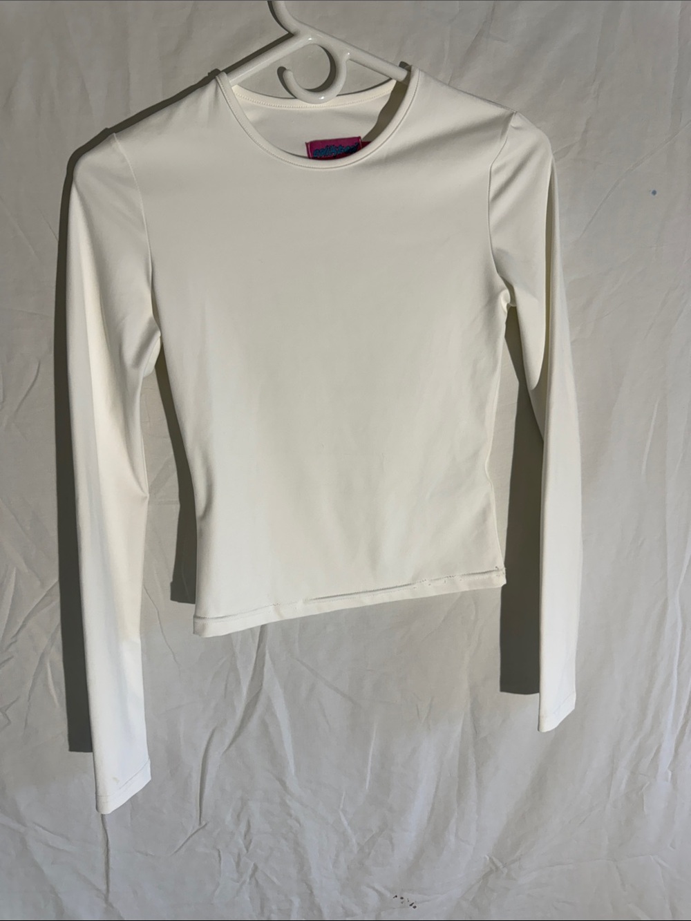 Edikted Slim Fit White Long-Sleeve Crewneck Top